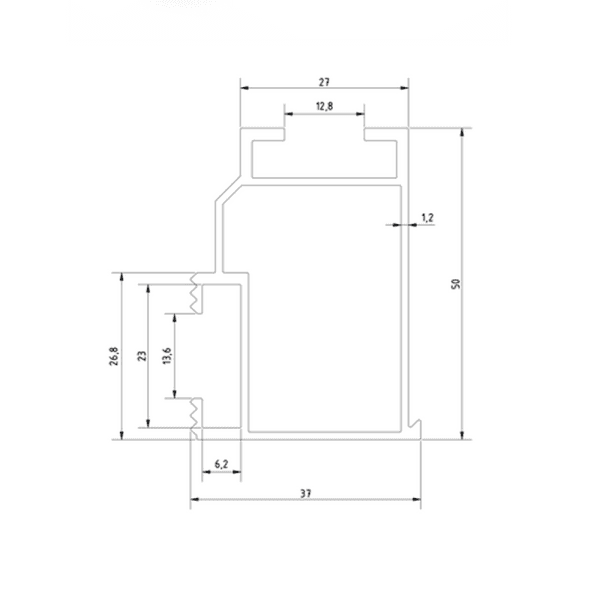 VS+ Montageschiene 50 x 37 x 3600 mm