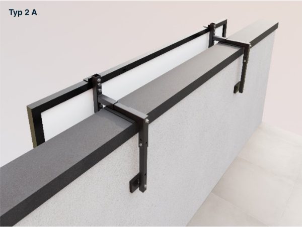 Balkonkraftwerk Halterung Typ2A für Betonbalkon. Für Mauerstärke von 180 mm bis 230 mm.