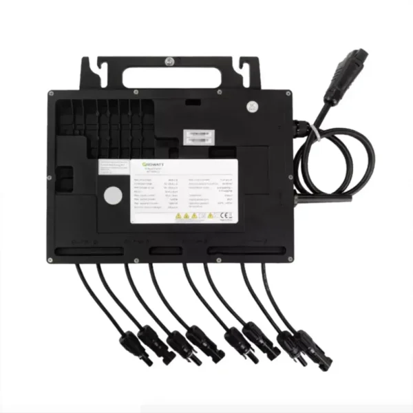 Rückseite des Growatt NEO 1600M-X2 und 2000M-X2 Mikrowechselrichters mit Anschluss und Schutzfunktionen