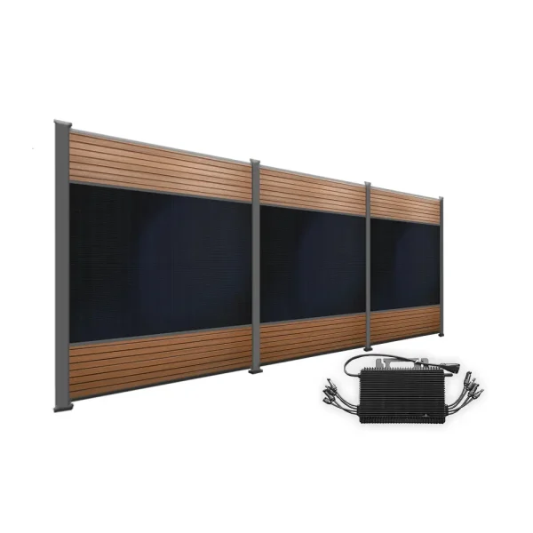FlexPVence Solarzaun 2,0 x 5,58 m mit drei PV Modulen