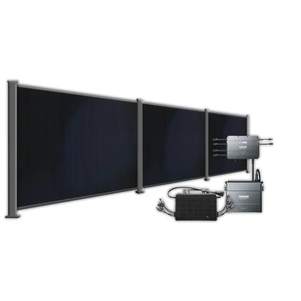 BasicPVence Solarzaun 1,25 x 5,58 m mit drei PV Modulen