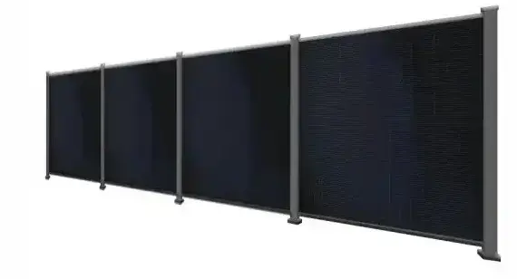 BasicPVence Solarzaun 1,25 x 7,4 m mit vier PV Modulen