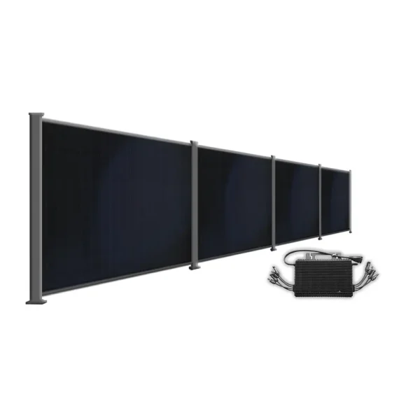 BasicPVence Solarzaun 1,25 x 7,4 m mit vier PV Modulen