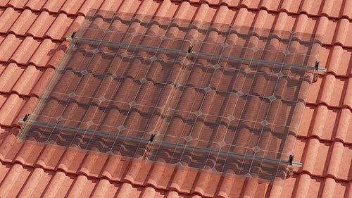 Montageset - Schrägdach/Ziegeldach - für 2 x PV-Module (hochkant, nebeneinander)